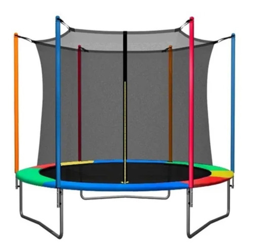 Cama Elástica Bounce 08ft00 Con Diámetro De 2.44 m, Color Del Cobertor De Resortes Multicolor Y Lona Negra