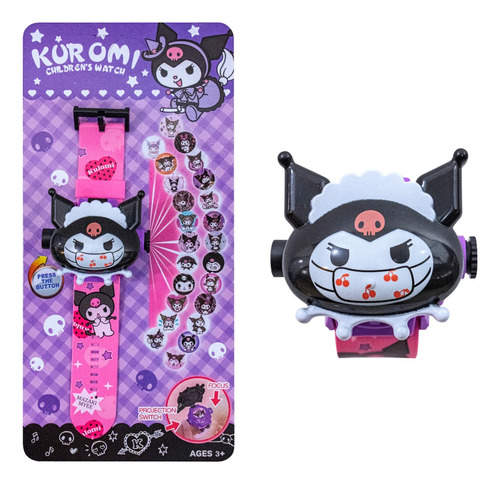 Reloj Digital Infantil De Kuromi Con Proyeccion 3d Ajustable