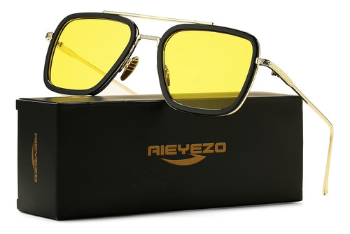 Gafas De Sol Dorado / Negro / Amarillo Tony Stark Sunglas...