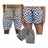  Kit De Casal Moda Praia Shorts Combinando 3 Pçs Curtição