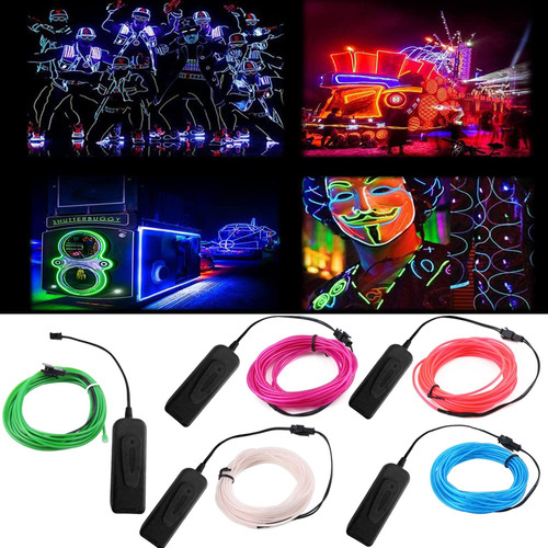 Lámpara Led De Neón Glow El Wire, 5 Piezas, 5 Piezas, Para F