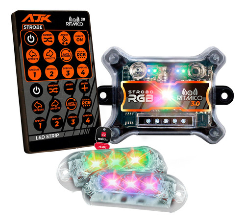 2 Strobo Automotivo Carro Ajk 2 Faróis Rgb Com Controle Novo