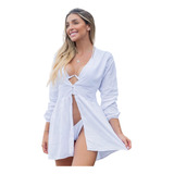 Chemise Camisa Feminina Curta Saida De Praia Roupa De Praia