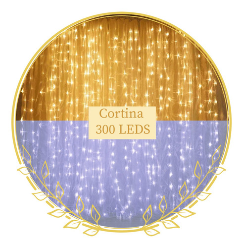 Cortina 300 Leds Bivolt Snowfall A Prova Dagua Decoração