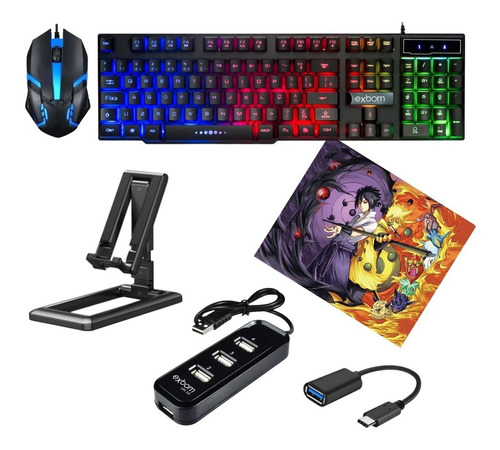 Kit Gamer Mobilador Teclado Mouse Mp P/ Celular Free Fire 3b