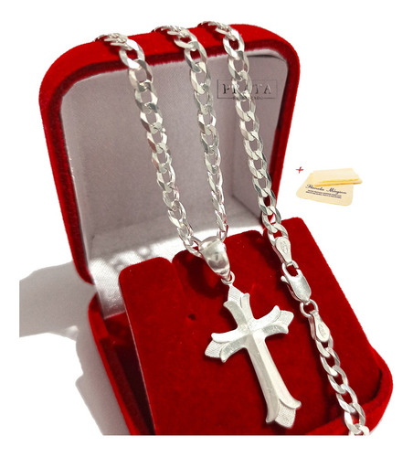 Cordão De Prata Masculino Com Pingente Cruz Crucifixo 5mm 
