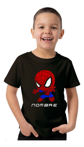 Remera Niño Algodon Hombre Araña Spiderman Con Nombre 