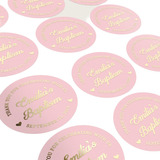 Stickers Foil Brillo Personalizadas 150pz/4cm Rosa Color