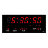 Reloj De Pared Led Rojo Con Termómetro Y Despertador 36*15cm