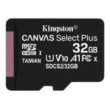 Micro Sd 32 Gb Kingston 100 Mb/s R Clase 10 Canvas Select Pl