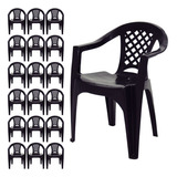 Kit 20 Cadeiras Plástico Preta Tramontina 154 Kg Reforçada