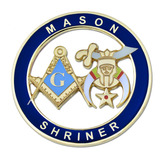 Mason Shriner - Emblema Masónico Para Auto, Azul Y Dorado, 3