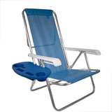 Cadeira De Praia Reclinavel 8 Posições + Mesinha Portatíl 