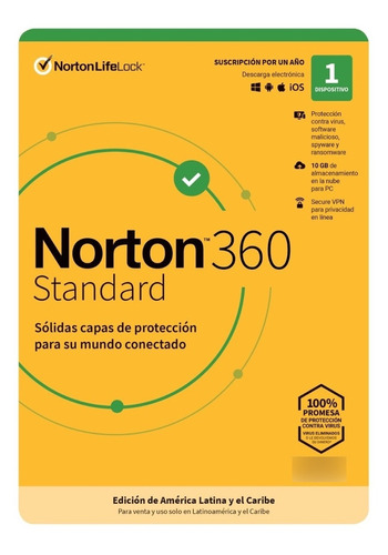 Antivirus Norton 360 Standard 1 Dispositivo 1 Año