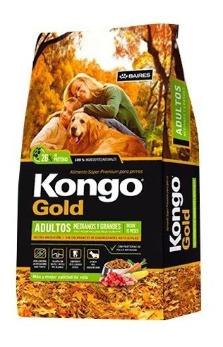 Kongo Gold Natural Perro Adulto Mediano Y Grande X 21 Kg