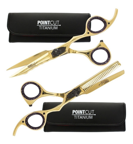 Kit Tijeras Microdentada + Pulir Pointcut Titanio Gold 6