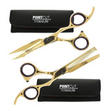 Kit Tijeras Microdentada + Pulir Pointcut Titanio Gold 6