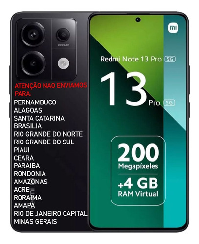 Smartphone Redmi Note 13 Pro 5g 256gb 8ram C/nfc + Brinde