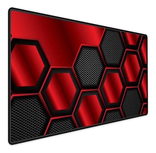 Mousepad Gamer Speed Extra Grande 120x60 Hexagonal Vermelho