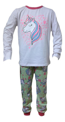 Pijama Brilla En Oscuridad Unicornio Algodon Niña Glow