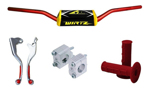 Manubrio Wr5 Fatbar Rojo Grip + Puños + Clamp Xr 150 Wirtz