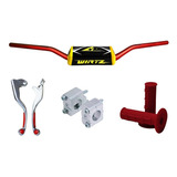 Manubrio Wr5 Fatbar Rojo Grip + Puños + Clamp Xr 150 Wirtz