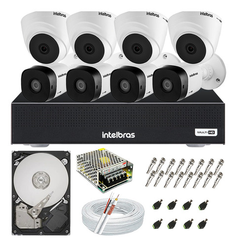 Kit Cftv 8 Câmeras 1120 Hdcvi Dvr 8 Canais Intelbras 1008