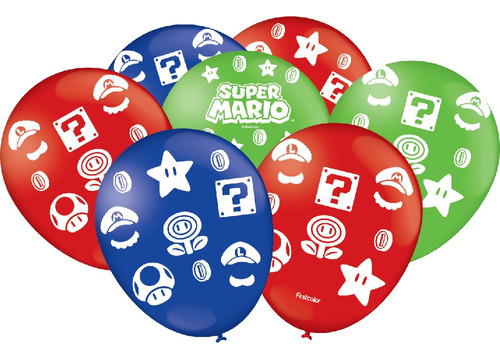 Balão - Bexiga Super Mario - 25 Unidades