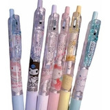 Set 6 Plumas De Gel Tinta Negra Sanrio Hello Kitty Kuromi