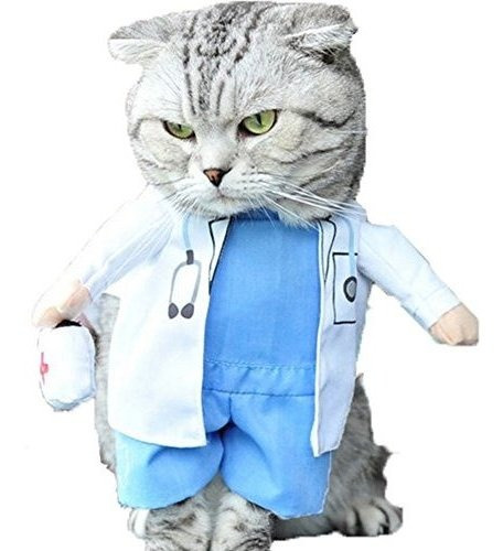 Perro Gato Doctor Traje Mascota Doctor Ropa Halloween Jeans
