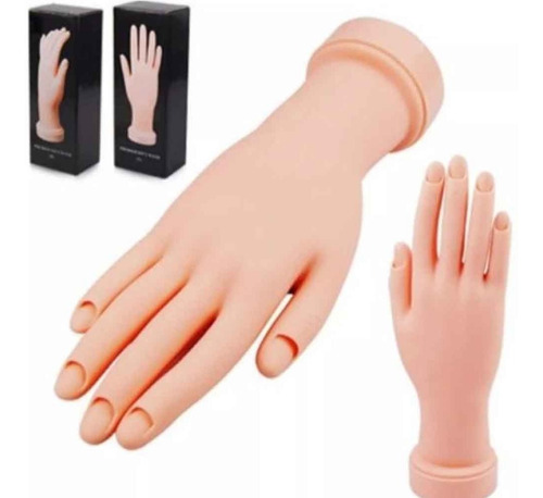 1 Mão Silicone Postiça Para Treino Manicure Unhas Gel Dedo