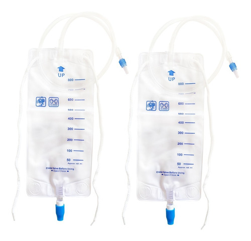 2 Unidades Bolsas De Drenaje Hospitalaria Capacidad 800 Ml