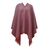 Poncho Artesanal 100% Lana - Largo - Rosa