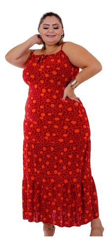 Vestido Feminino Longo Verão Plus Size Estampado Malha Fria