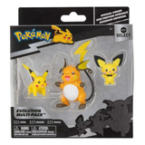 Set De Figuras Pokémon Pichu, Pikachu, Raichu Multicolor