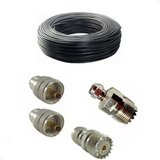 Kit Cabo Coxial Rg58 6 Metros 2 Conectores Km8 E 1 Adaptador