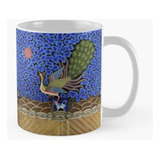 Taza Pavo Real, Sol Y Cielo Azul Floral Chino Antiguo Calida