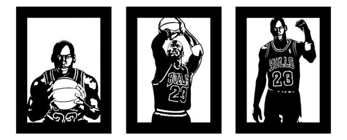 Cuadro Michael Jordan Basket Pared Negro Set 3 Unidades 