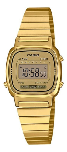 Reloj Casio Vintage Unisex La670wga-9vt  De La Correa Dorado