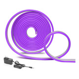 Tiras De Led Luz De Neón Flexible 5m Manguera Con Fuente Luz Púrpura