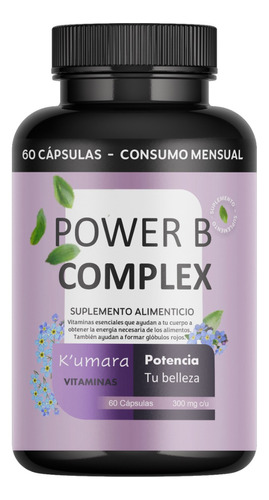 B Complex Vitaminas B1 B2 B3 B5 B7 B9 Y B12 Potente