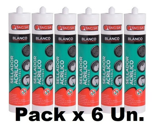 Sellador Acrílico Pintable Tacsa 280ml Blanco Pack X6 U