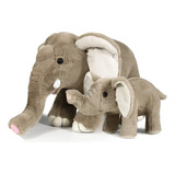 Juego De Peluche Mamá Y Bebé Animales Zoológico Elefante