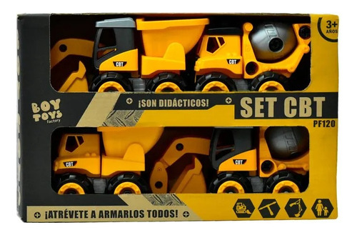 Set X 4 Vehiculos De  Construccion Didacticos Desarmables