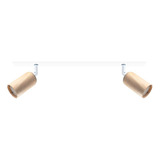 Aplique Techo Barral Spot Dos Luces Madera 60cm Blanco 