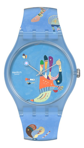 Relojes Swatch Reloj Blue Sky By Vassily Kandinsky Pulsera Color De La Malla Celeste Color Del Bisel Celeste Color Del Fondo Celeste