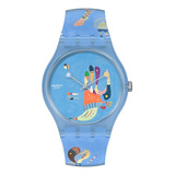 Relojes Swatch Reloj Blue Sky By Vassily Kandinsky Pulsera Color De La Malla Celeste Color Del Bisel Celeste Color Del Fondo Celeste