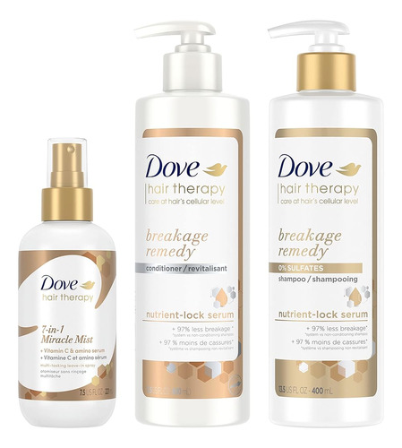 Dove Hair Therapy Champú, Acondicionador Y Laca 7 En 1 Remed