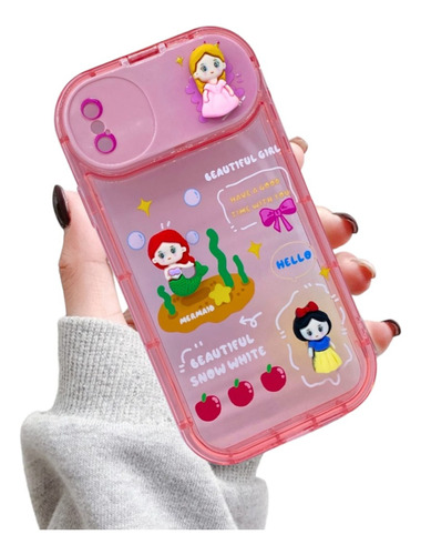 Funda Princesas De Disney Para iPhone Con Llavero + Cristal