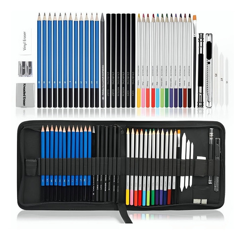 Kit Para Dibujo Lápices De Madera 40 Piezas Profesional Set